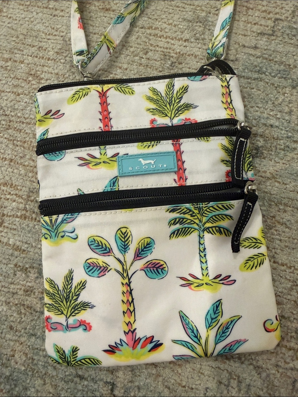Scout White Crossbody Bag with Multicolor Tropical Print
